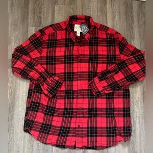 NEW St Johns Bay Shirt Men 2XL Button Down Red Black Buffalo Plaid Flannel Check